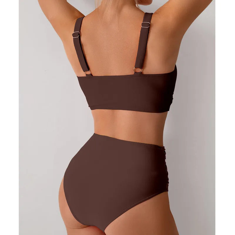 High Waist Bikini Set Women 2 Piece Push Up Triangle Swimwear
