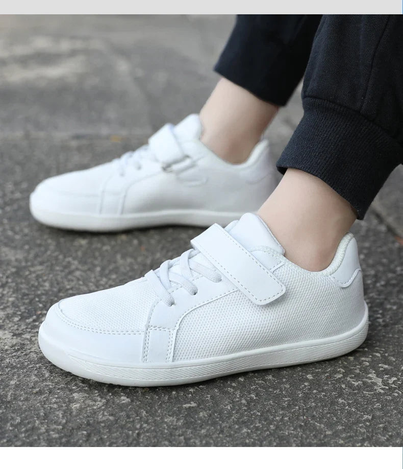 Kids barefoot mesh sneakers wide toe box zero-drop rubber sole