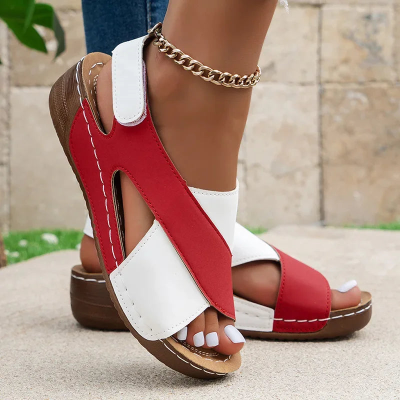 Women Wedge Sandals Peep Toe Lightweight Soft Heel Back Strap
