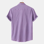 Men's linen cotton blend summer shirt with spread collar and classic fit