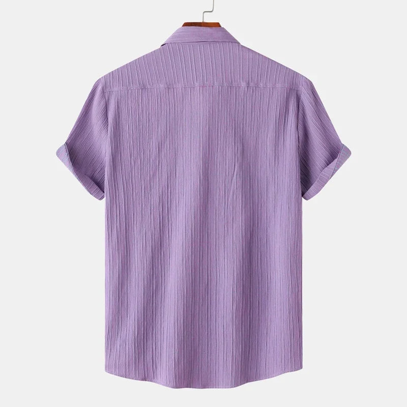 Men's linen cotton blend summer shirt with spread collar and classic fit
