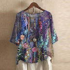 Women retro blouse vintage style with button front and waist shaping