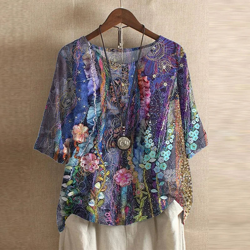 Women retro blouse vintage style with button front and waist shaping