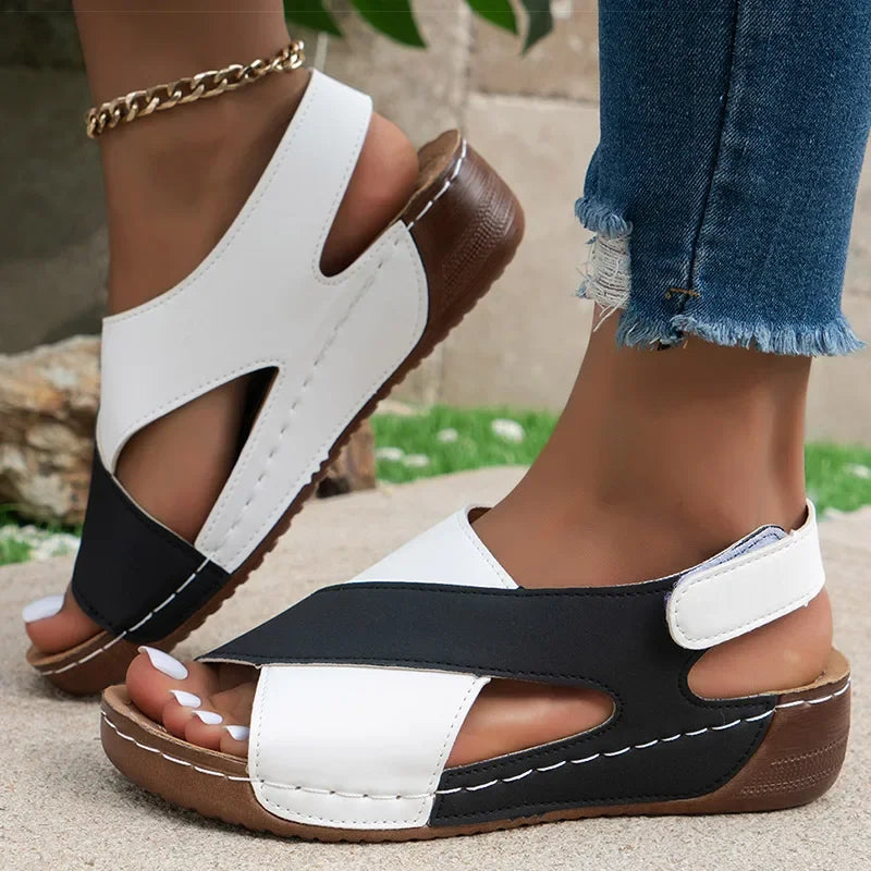 Women Wedge Sandals Peep Toe Lightweight Soft Heel Back Strap
