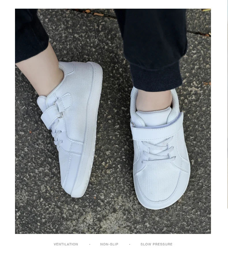 Kids barefoot mesh sneakers wide toe box zero-drop rubber sole