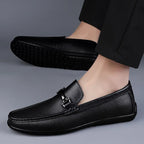 Men genuine leather loafers with metallic rope accent and cushioned insole