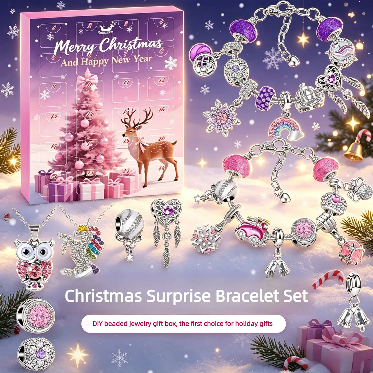 Charm Bracelet Advent Calendar Christmas 24 Days DIY Jewelry Kit