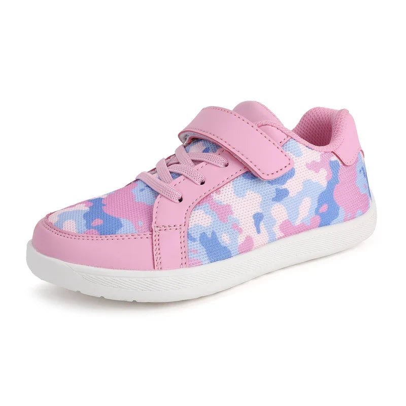 Kids barefoot mesh sneakers wide toe box zero-drop rubber sole