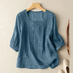 Women Embroidered Relaxed Blouse with delicate stitching in relaxed silhouette