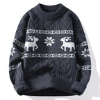 Christmas Jumper Women Men Reindeer Pattern Cable Knit Unisex