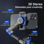 Smartphone gimbal stabilizer 3-axis with AI tracking and face detection, black
