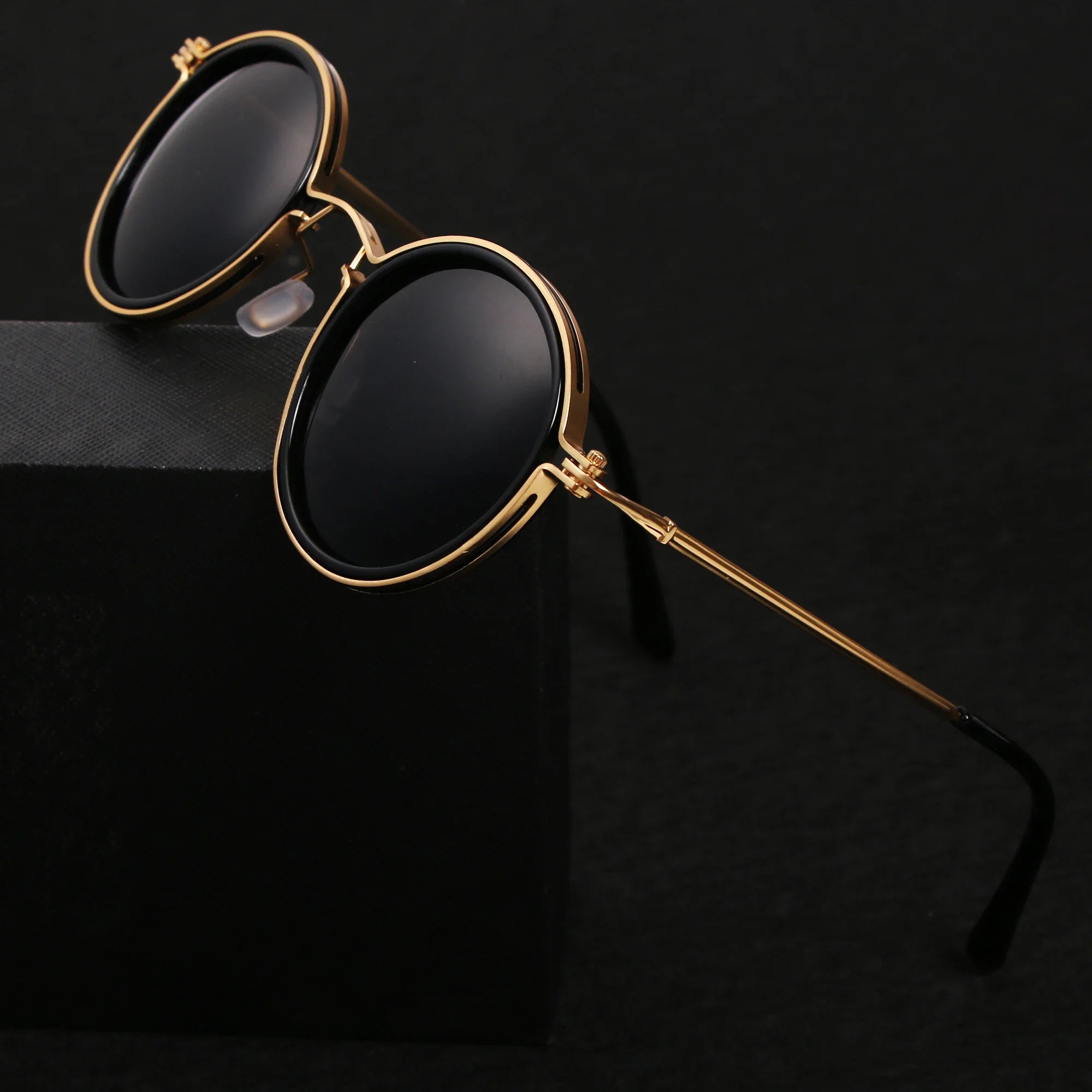 Metal frame polarized sunglasses anti-reflective lenses in gold gun metal turtle