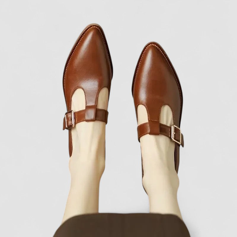 Women Mary Jane shoes low block heel with buckle strap closed toe