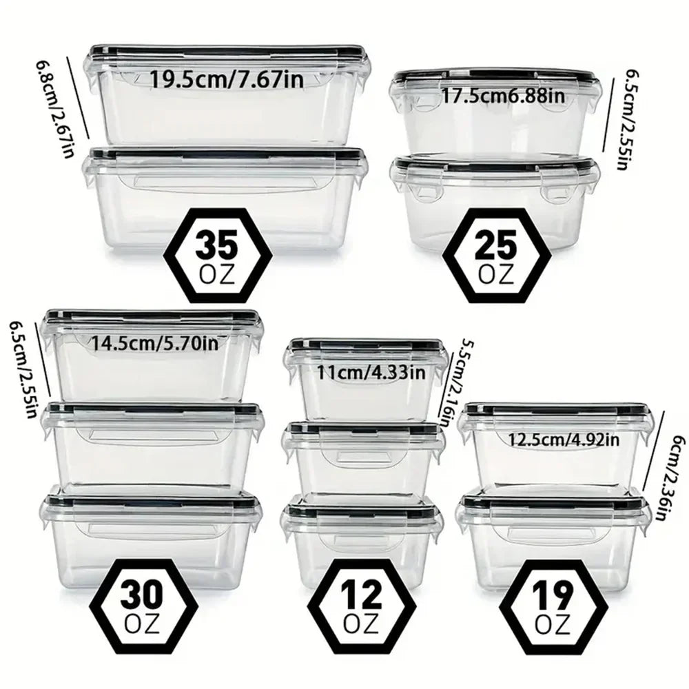 Food storage containers 12-piece BPA-free airtight stackable set with colored lids