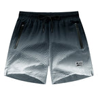 Men Swim Shorts Seersucker Quick Dry Mesh Lined Zipper Pockets