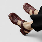 Women Mary Jane heels square toe block heel orthopedic with side cutouts