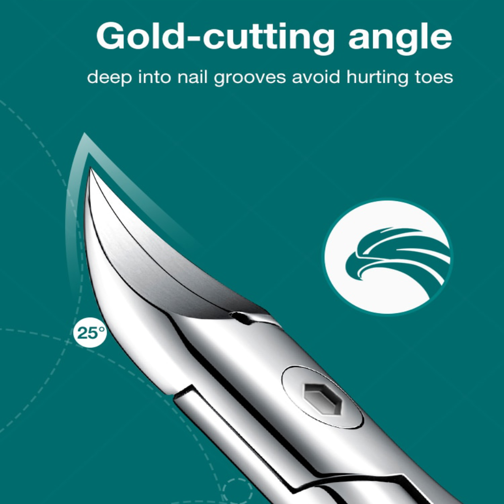 Toenail clipper for seniors with ergonomic grip and stainless steel curved blades for thick nails