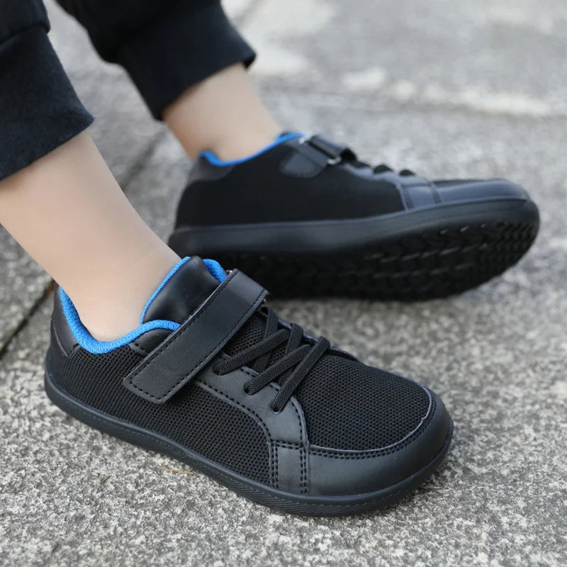 Kids barefoot mesh sneakers wide toe box zero-drop rubber sole