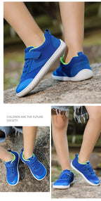 Kids barefoot sneakers with wide toe box and lightweight flexible rubber sole
