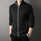 Knit full zip jacket with stand-up collar and side pockets