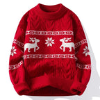 Christmas Jumper Women Men Reindeer Pattern Cable Knit Unisex