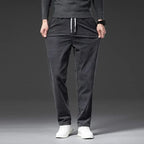 Men corduroy chinos tailored fit in khaki with drawstring waist