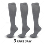 Knee high compression socks 15-20 mmHg, 3 pairs, unisex for running and nursing