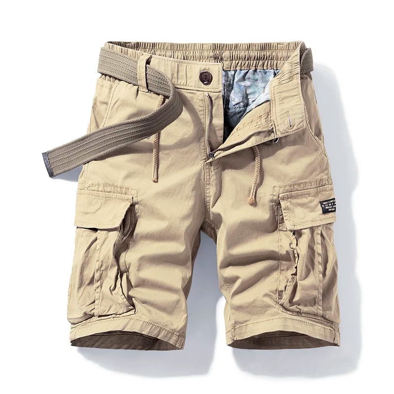 Men's cotton cargo shorts with multi-pocket design in casual style