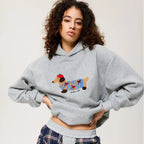 Unisex oversized hoodie with dachshund embroidery and kangaroo pocket