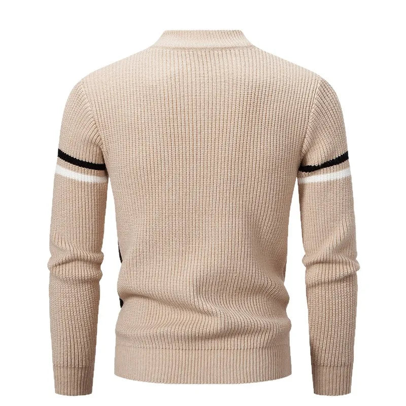 Men soft knit sweater regular fit in grey-green black khaki and white