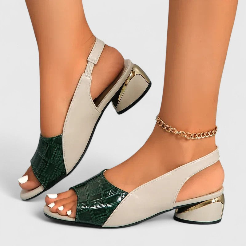 Women's leather sandals with side buckle and non-slip sole, elegant casual style