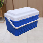 30L blue portable insulated camping cooler box with sturdy carry handle