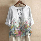 Women retro blouse vintage style with button front and waist shaping