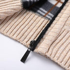 Knit full zip jacket with stand-up collar and side pockets
