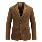 Men's corduroy blazer in brown, smart casual tailored fit for autumn winter
