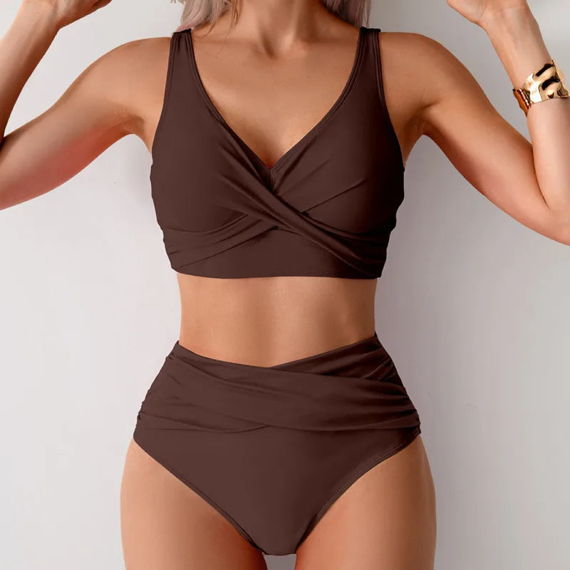 High Waist Bikini Set Women 2 Piece Push Up Triangle Swimwear