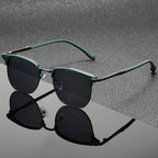 Clubmaster sunglasses polished metal frames anti-scratch polycarbonate UV protection lenses