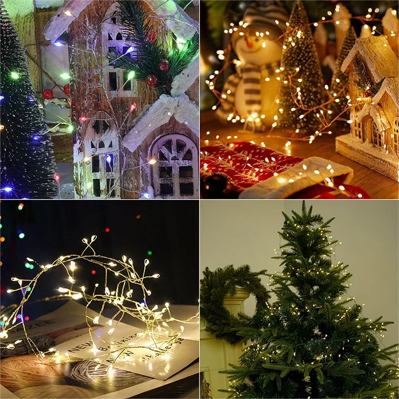 Christmas LED string lights silver wire cluster waterproof IP44 for holiday decor