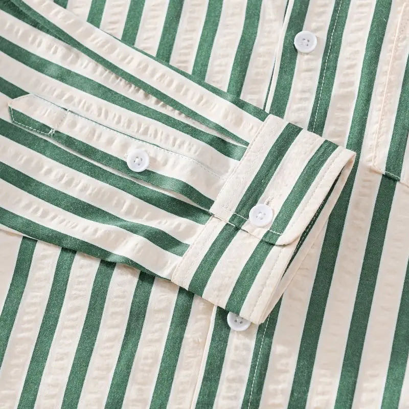 Men striped top relaxed fit available in Khaki Black and Green