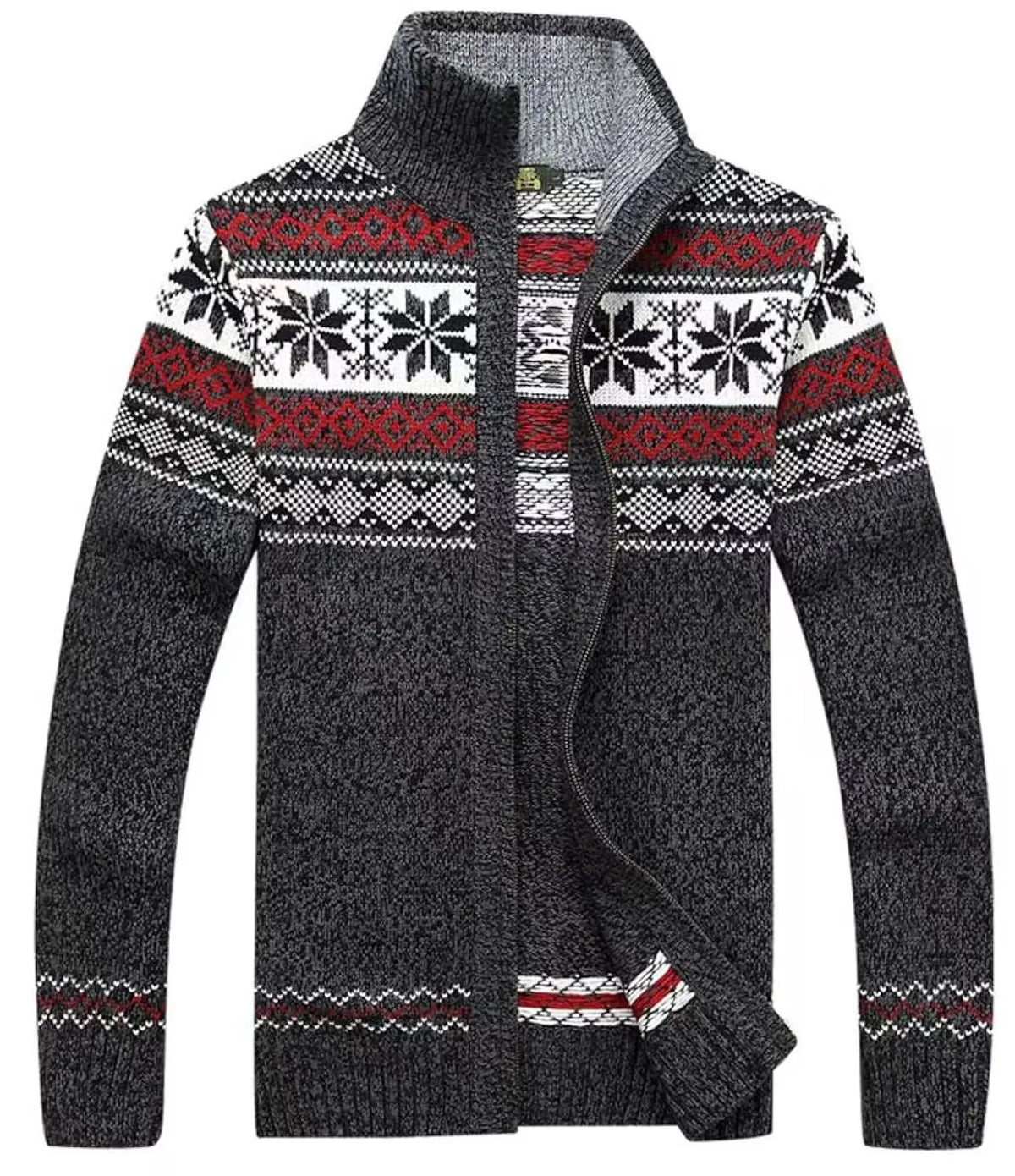 Christmas Cardigan Men | Nordic Pattern Knit Zip Up Long Sleeve Winter