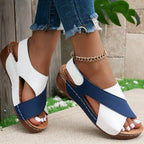 Women Wedge Sandals Peep Toe Lightweight Soft Heel Back Strap