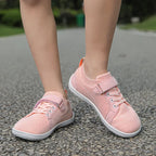 Kids barefoot sneakers wide toe box flexible sole velcro closure
