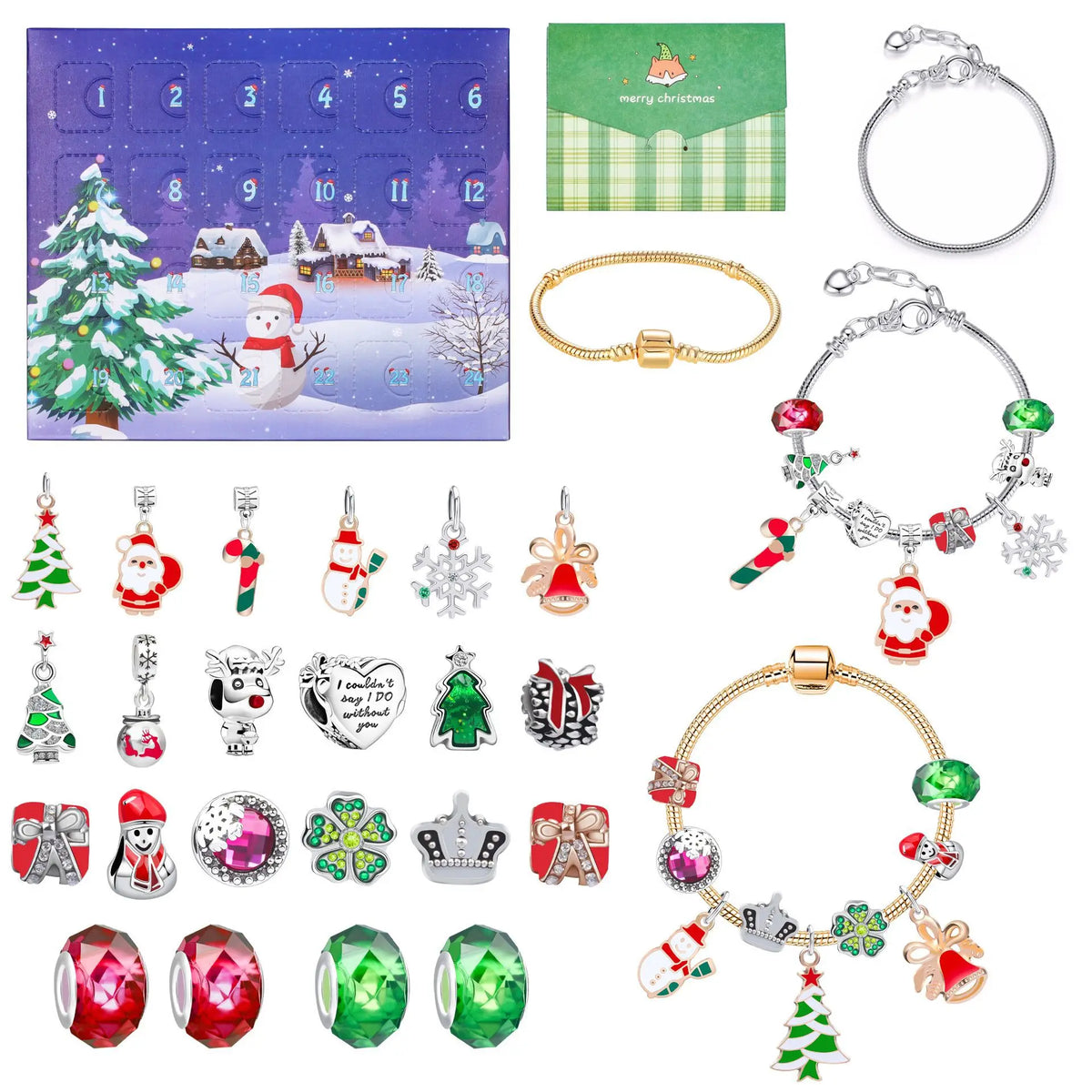 Jewelry Advent Calendar 24 Days Christmas Countdown Ring Necklace Earrings