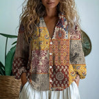 Women relaxed blouse nature print lightweight breathable top