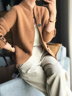 Women's textured blazer slim fit with button closure, office and smart casual