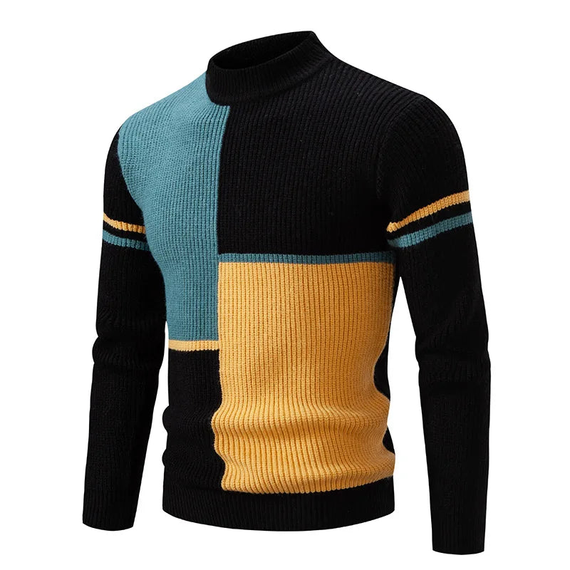 Men soft knit sweater regular fit in grey-green black khaki and white