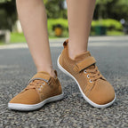 Kids barefoot sneakers wide toe box flexible sole velcro closure