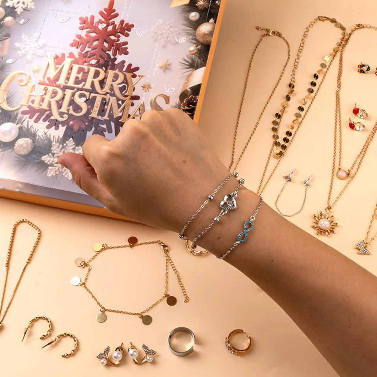 Jewelry Advent Calendar Women 25 Day Christmas Necklace Earrings Set