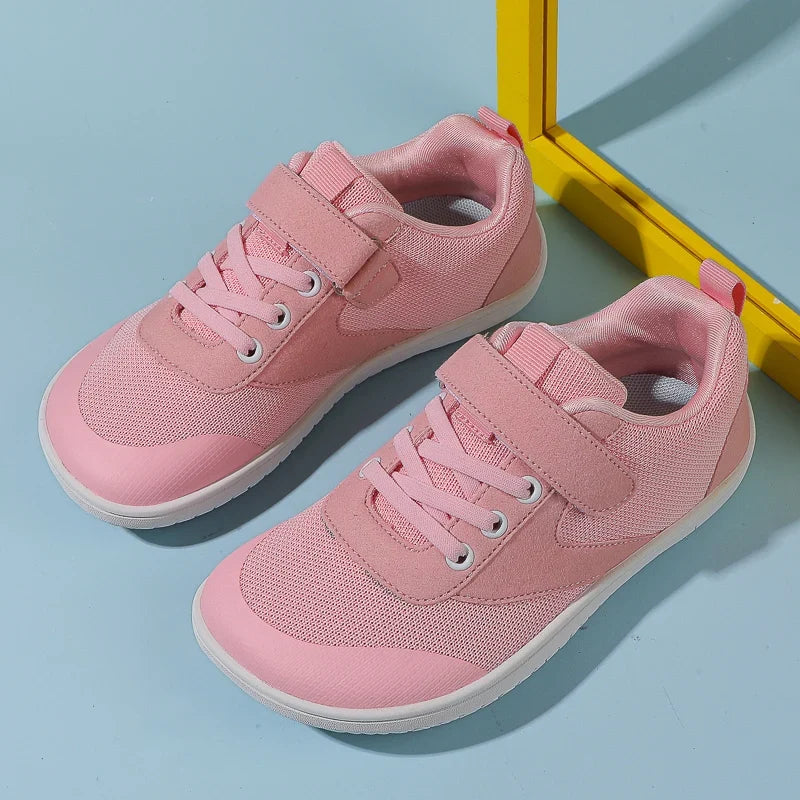 Kids barefoot sneakers with wide toe box and lightweight flexible rubber sole