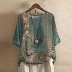 Women retro blouse vintage style with button front and waist shaping
